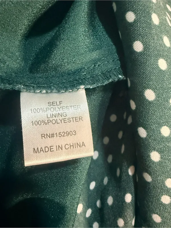 Lumie Dark Green Polka Dot Midi Dress with Tie Waist - Image 9