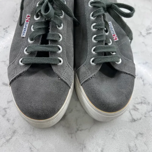 Superga 2790 Suede Platform Sneakers Grey Low Top Chunky Sole Shoes Womens - Image 6