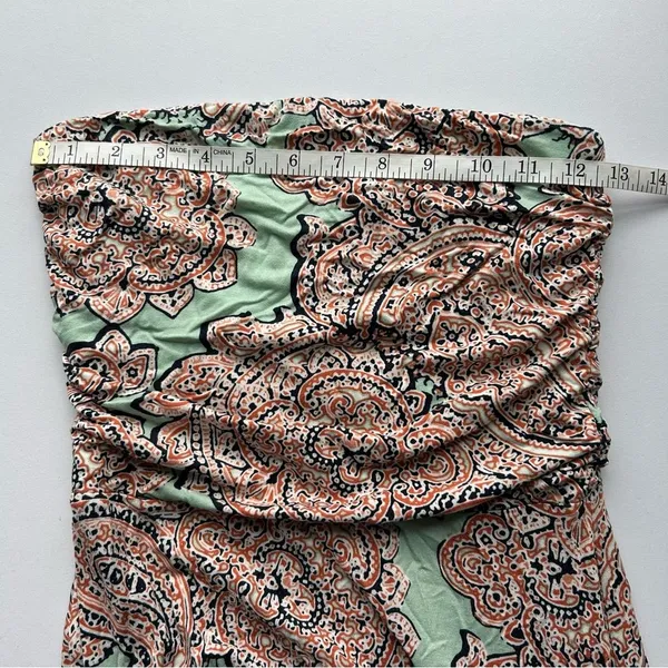 The Limited Strapless Paisley Maxi Dress Flowing Boho Green Orange Women’s XS - Image 7