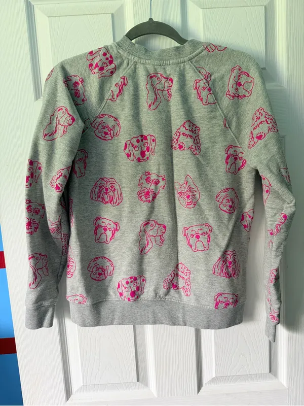 Boden Gray Sweatshirt with Pink Floral Faces - Image 4