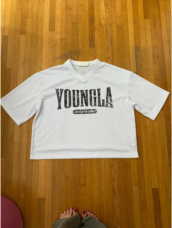 YoungLA varsity football cropped jersey White Size L - Image 4