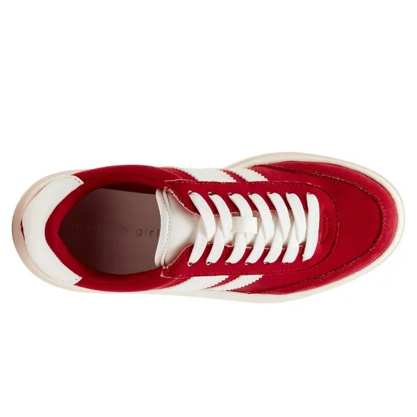 Madden Girl Red Platform Sneakers‎ White Stripe Lace Up Size 8.5 B12B - Image 4
