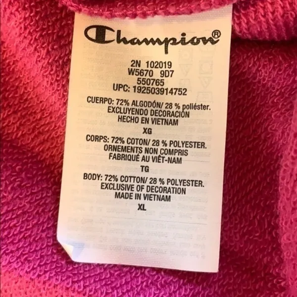 NWT Champion Campus french terry crew neck sweatshirt peony pink XL - Image 8