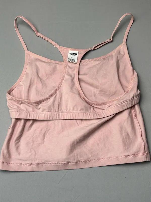 PINK Victoria’s Secret Light Pink Shelf Bra Cami Tank Top Lounge Bralette Medium - Image 6