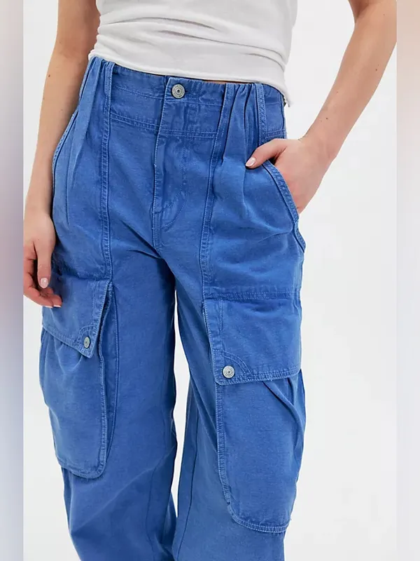 NWT Free People We The Free Brentwood Slouchy Cargo Pants- ebb and flow blue - 0 - Image 6