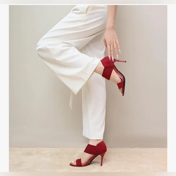 NEW Red High Heels Chunky Block Platform Heels Strappy Gladiator 8 - Image 2