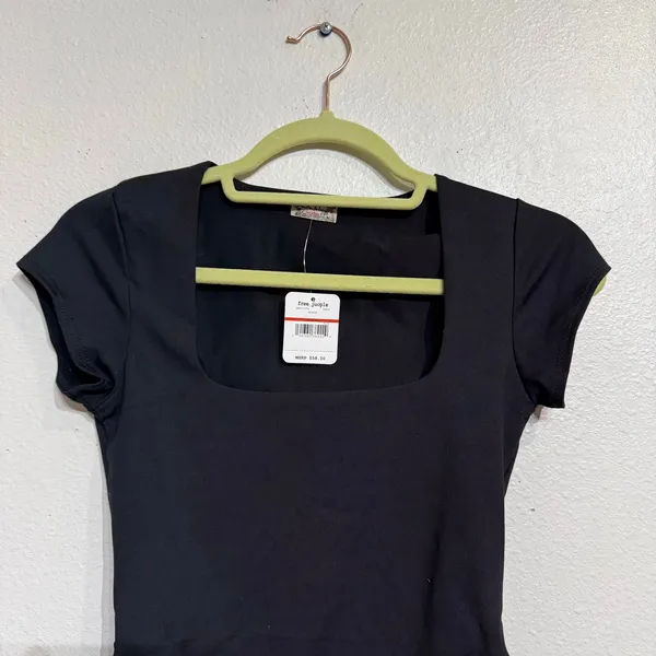Free People Black Square Eyes Bodysuit Sz XS NWT - Image 3