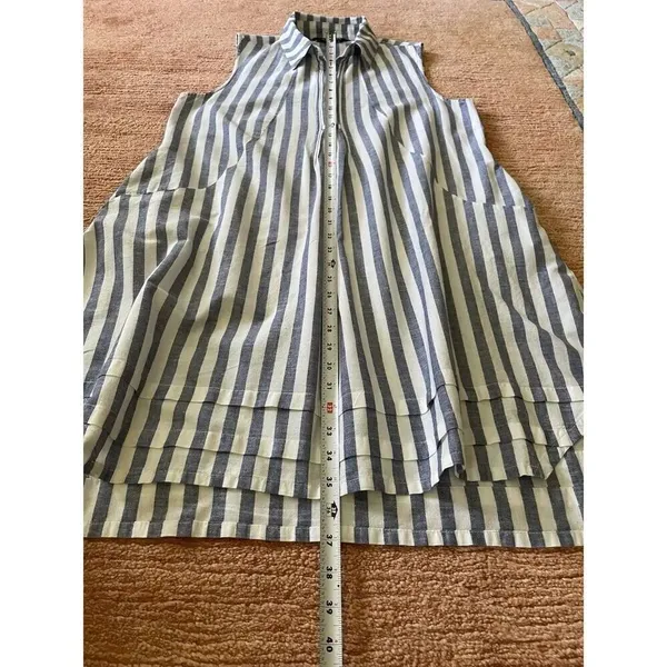 Sharagano Blue White Striped Sleeveless Tunic Top Dress Pockets Women’s M - Image 6