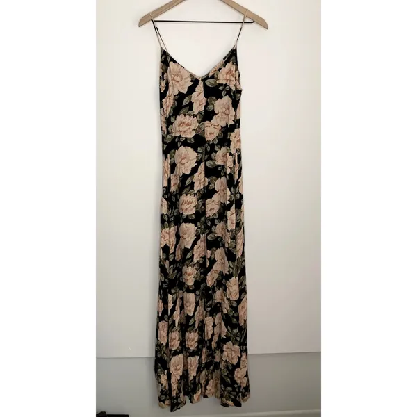 Reformation Luma Floral Spaghetti Strap Maxi Dress Womens Black Small - Image 3