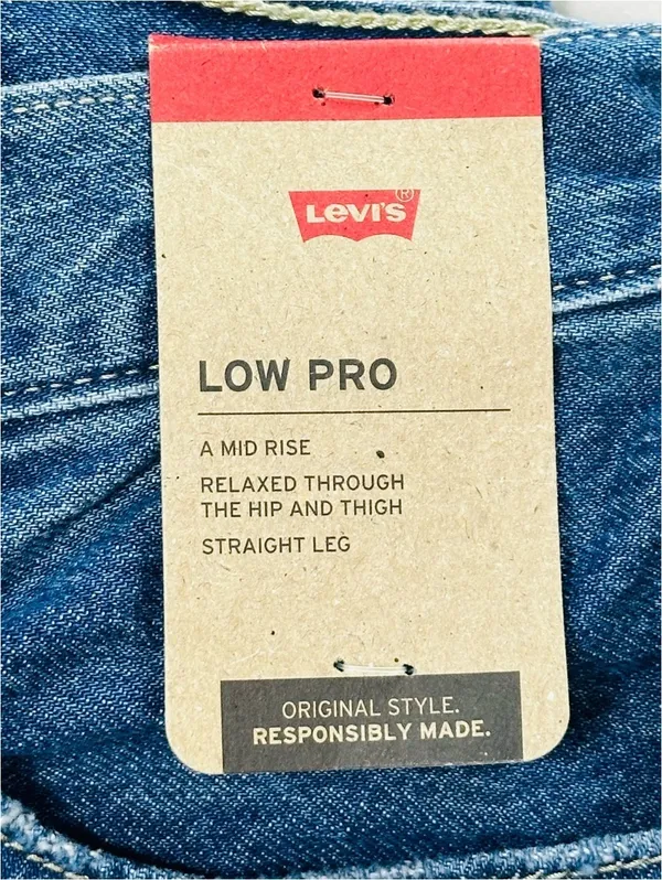 Levi’s Low Pro Straight Jeans Women’s Size 25 Mid Rise Distressed Blue Denim NWT - Image 7