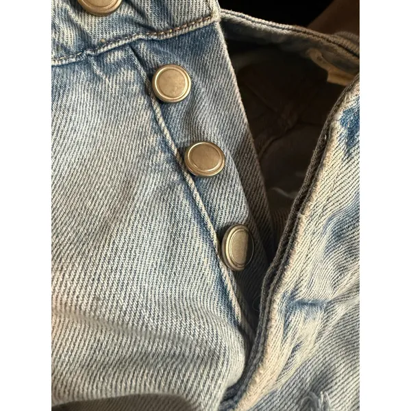 Good‎ American Distressed Denim Shorts Light Wash Button Fly Size 10 - Image 6