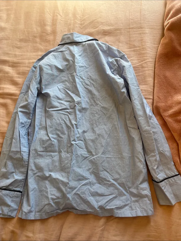 J. Crew Light Blue Button-Up Top with Black Trim - Image 5