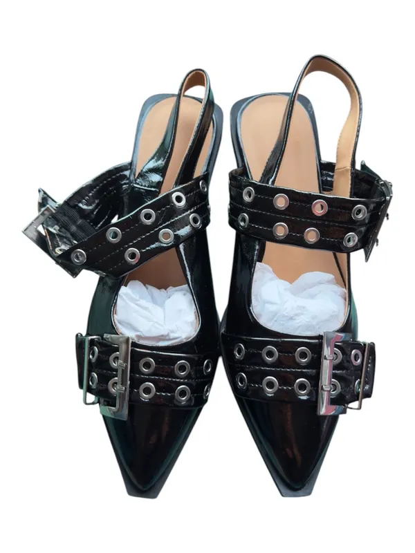 Buckle Slingback Ballet Flats Women Size 9 Wide Welt Strappy Ballerina Shoes - Image 5