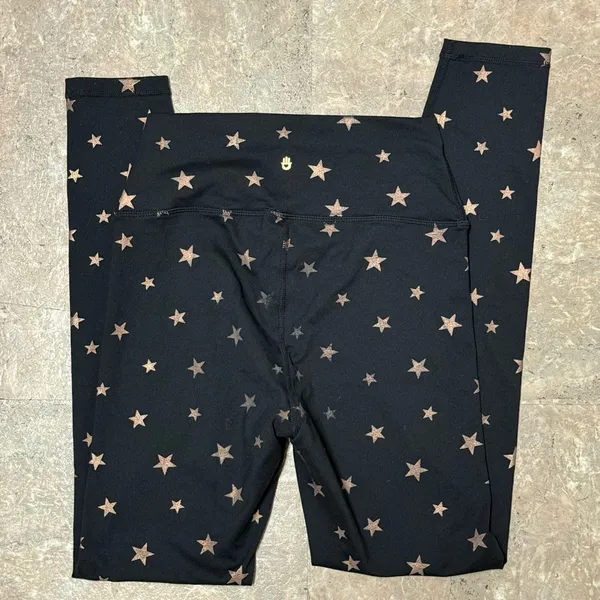 SPIRITUAL GANGSTER Black Leggings with Gold Stars Size Small - Image 8