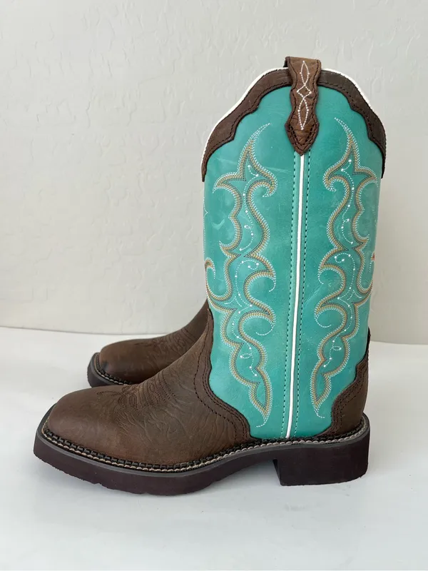 Justin Gypsy Raya turquoise cowgirl boots square toe NEW 6.5 READ Description - Image 4