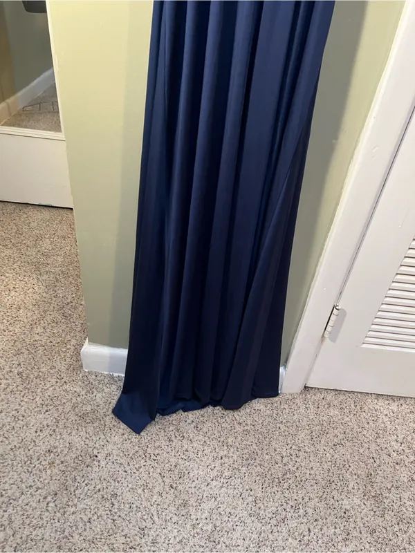 Ibotmcas Women’s Size Medium Halter V-Neck Maxi Dress Navy Blue Open Low Back - Image 4