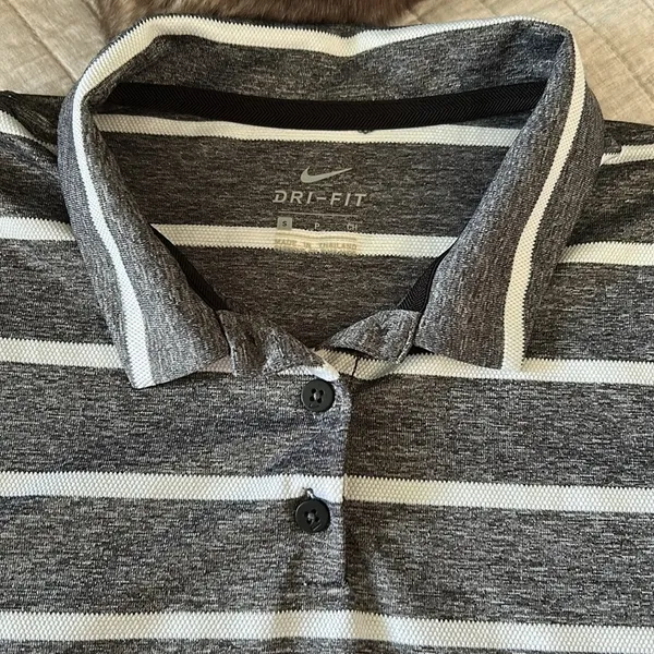 Nike dryfit grey white striped polo sporty golf tennis athletic tank top S - Image 4