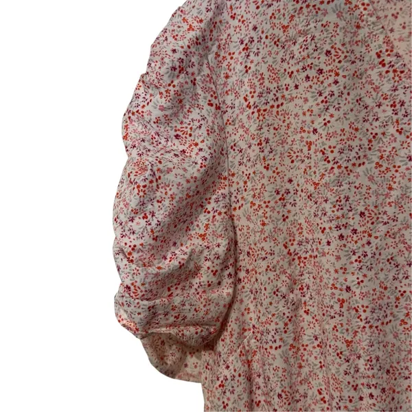 Banana Republic Womens Midi Dress Ruched Sleeve Dainty Floral V-Neck Summer XL - Image 6