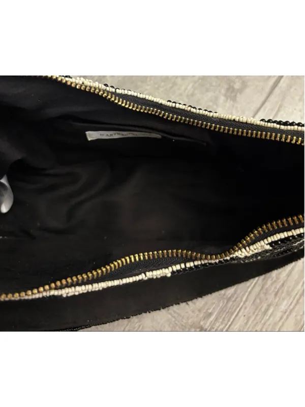 Anthropologie Shoulder Bag One Size Black White Beaded - Image 3