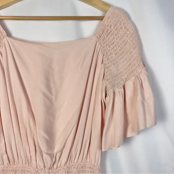 Free‎ People Sam Light Pink Smocked Short Sleeve Mini Dress S - Image 5