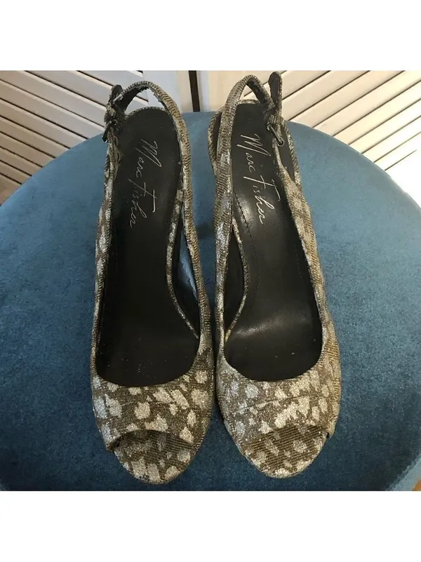 Marc Fisher Silver Golden Metallic Platform Heel Size 8.5 - Image 5