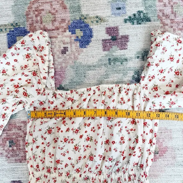 Reformation Karly Midi Dress XS Cottagecore Floral Milkmaid Romantic Puff Sleeve - Image 4
