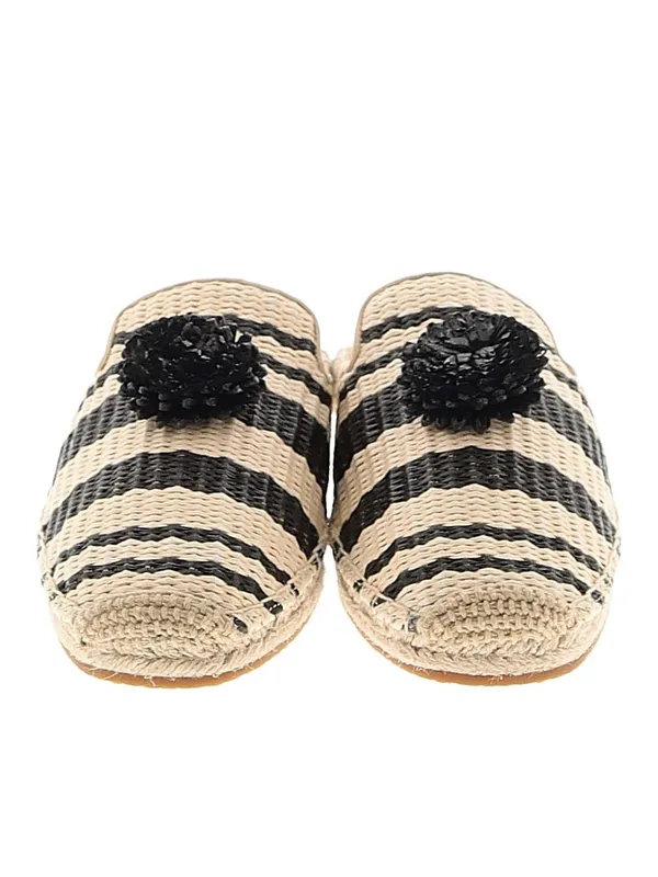 Kate Spade New York Woven Stripe Pom Mule - Beige and Black EUC Size 7.5 - Image 2