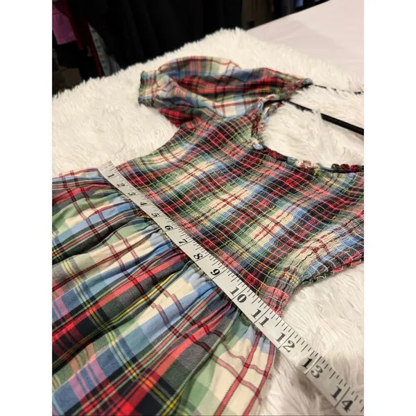 Hill House Home The Louisa Nap Dress in Ivory Red Tartan Small - Image 5