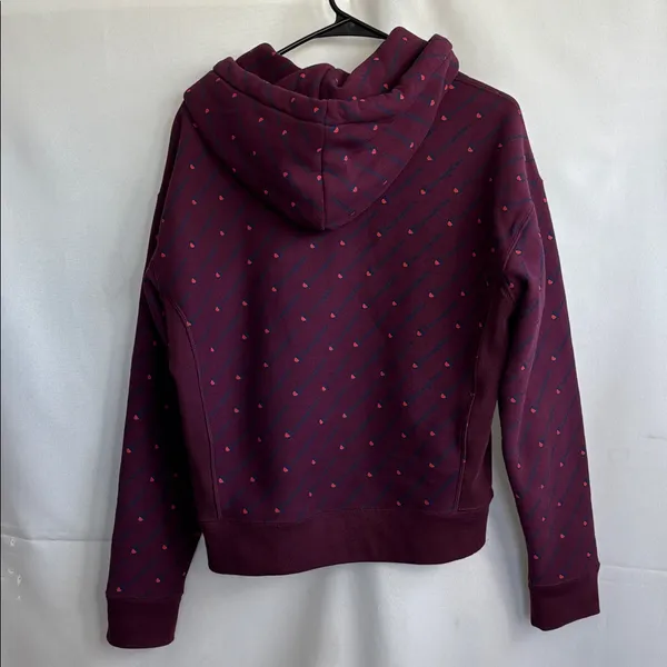 Champion Reverse Weave Hoodie Small Women's All Over Logo Print Burgundy Maroon - Image 5