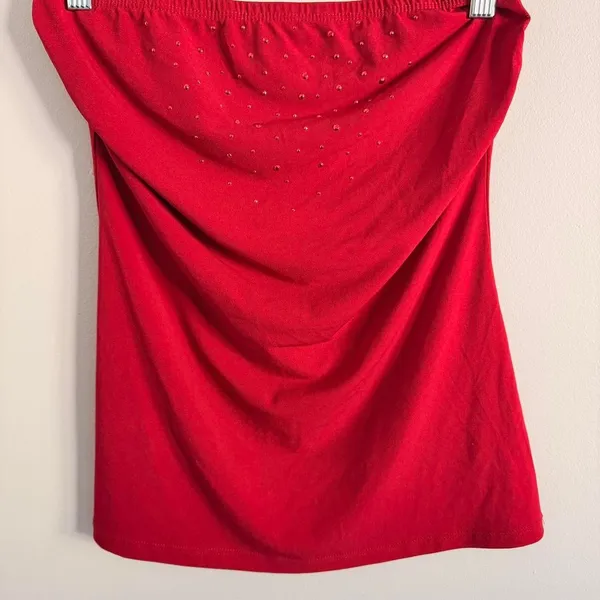 Y2k Red Judy Knapp California Bedazzled Tube Top - Image 4