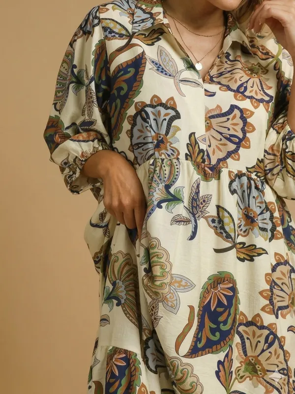 New!Umgee Plus Size Boho Paisley Lined Tiered Midi Dress Size 1X - Image 3