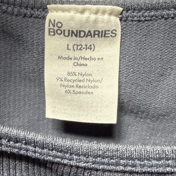 No Boundaries Gray Ribbed Seamless Set L‎ 12-14 Crop Top Biker Shorts Lounge Y2K - Image 4
