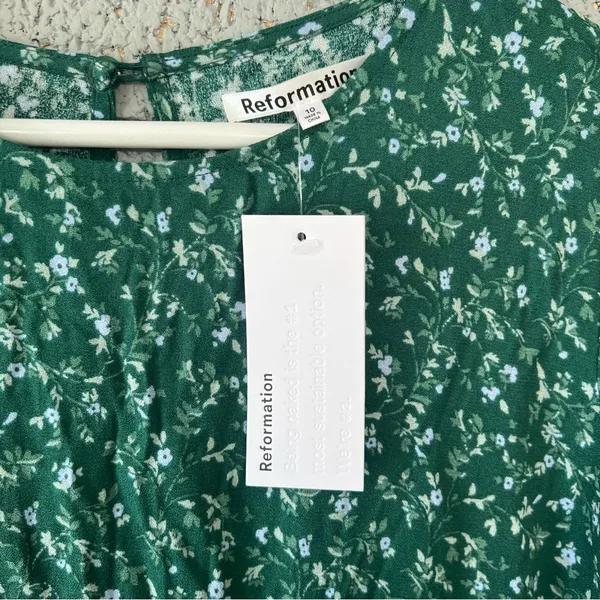 NWT Reformation Zelda Dress Emerald Green Midi Dress Prairiecore Size 10 - Image 12