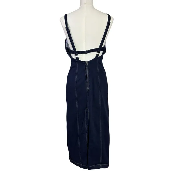 Free People Caitlin Denim Bodycon Midi Dress Small Sweetheart Neckline - Image 7