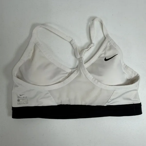 NIKE L Small Dri-Fit Indy Light Support Sports Bra White Swoosh Logo Women's - Image 8