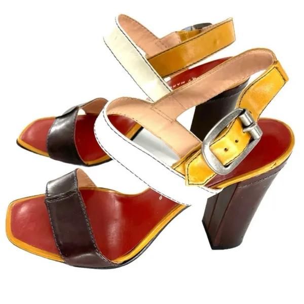 Marc by Marc Jacobs Multicolor Leather Block Heel Sandals 6.5 Ankle Strap No Box - Image 6