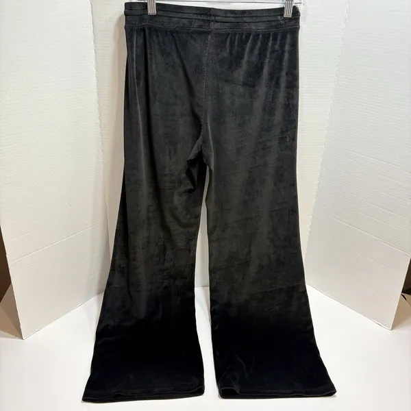 Chicago Bulls Velour Pants Black Stretch Waist Drawstring Flare Womens L - Image 4