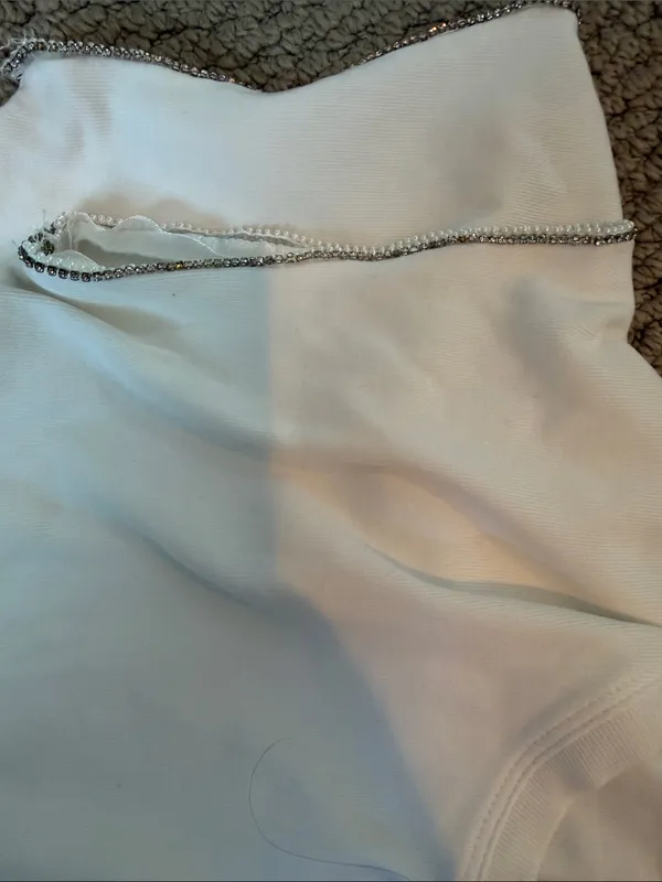 Zara White Cap Sleeve Cotton Tee with Contrast Trim - Image 2