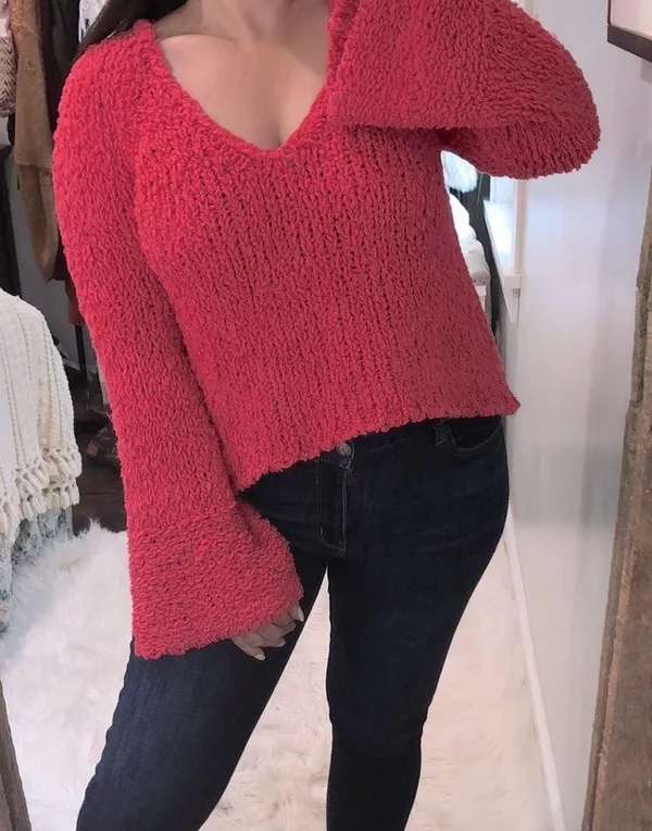 Free People small pink oversized knit sweater - Image 4