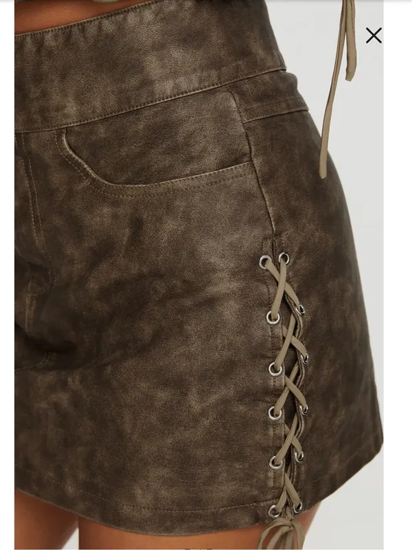 Princess Polly size 8 Ceejay faux leather mini skirt slate new with tags - Image 6
