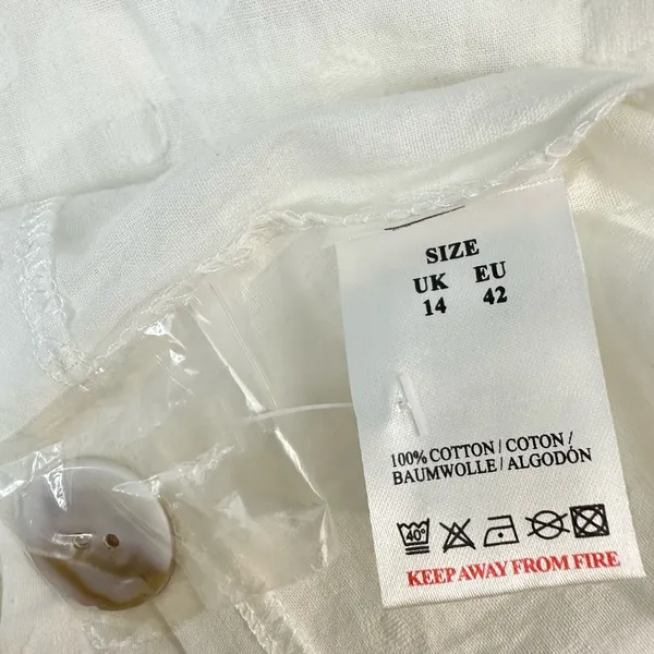 QED London White Cap Sleeve Cropped Blouse US 10 NWT - Image 8