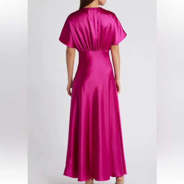 Dress Forum Magenta Satin Maxi Dress - Image 2