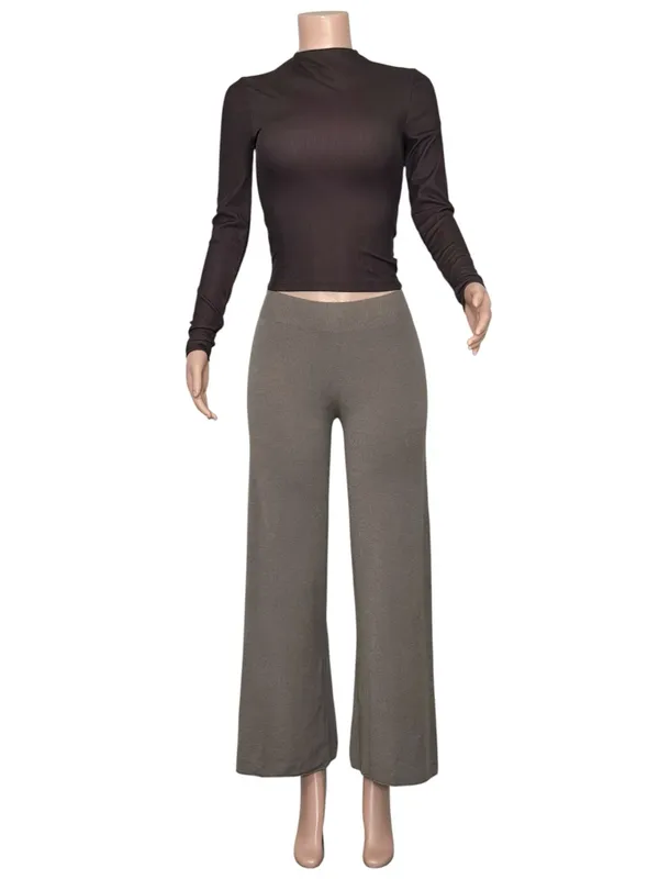 Kookai Lily Long Sleeve Ribbed Knit Mock Turtleneck Top, Ganache, FR36/US4 - Image 7
