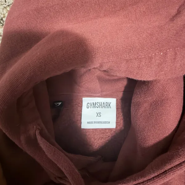 Gymshark Womens XS Pullover Hoodie Cherry Brown Burgundy GLP04431 Logo Fleece - Image 3