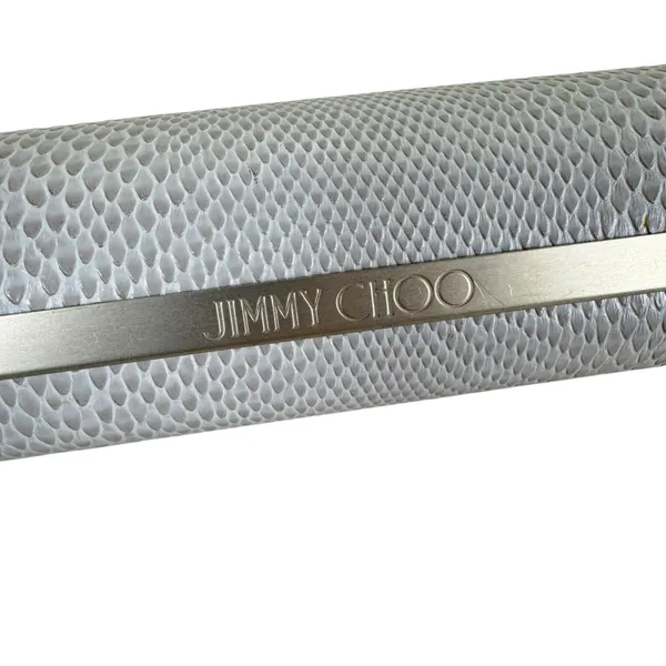 Jimmy Choo White‎ Faux Snakeskin Magnetic Closure Hard Side Eyeglass Case - Image 2