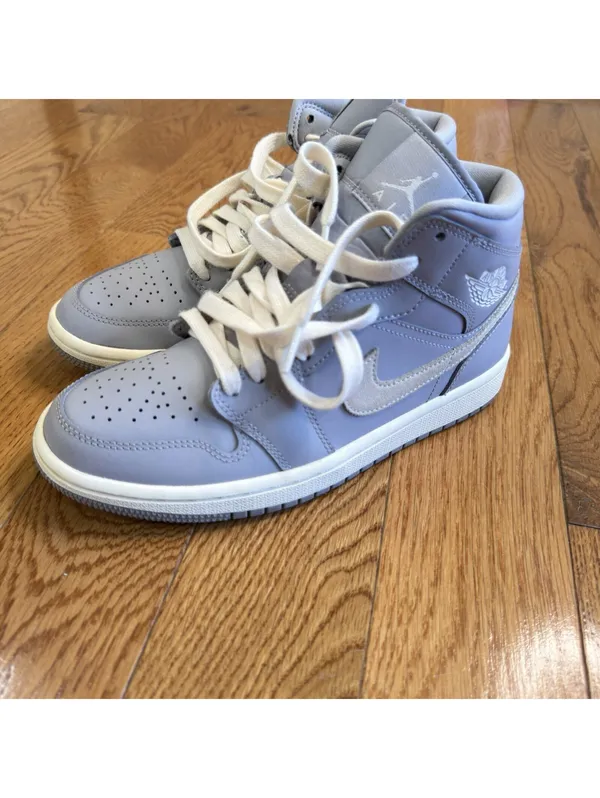 Size 6.5 US Women’s Nike Air Jordan 1 Mid Grey White CD7240-002 - Image 7