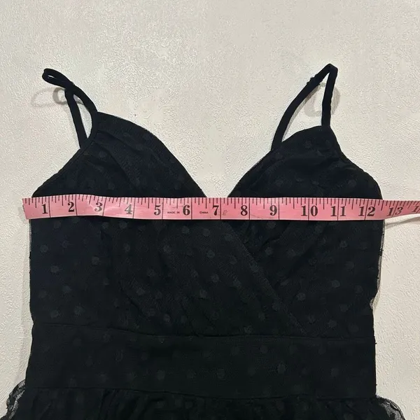 Abercrombie & Fitch Black Swiss Dot Tulle Mini Dress Spaghetti Strap XS - Image 4