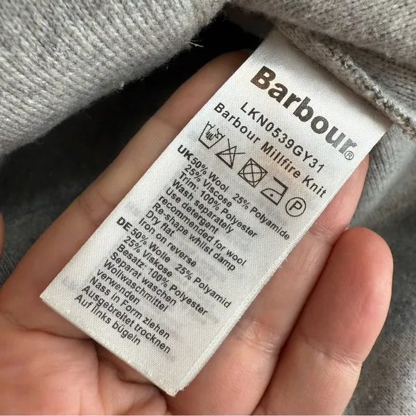 Barbour Women's Size M Millfire Knit Sweater Jacket Gray Tartan Preppy Old Money - Image 3