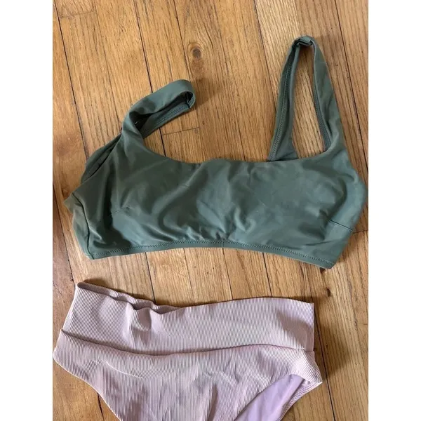 Aerie colorblock green pink bikini - Image 3