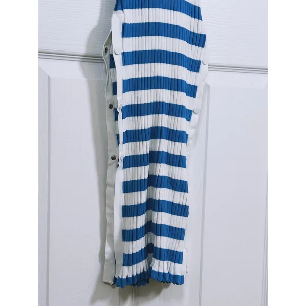 Solid & Striped Womens Ribbed Midi Dress Large Blue White Stripe Resort Beachy - Image 9